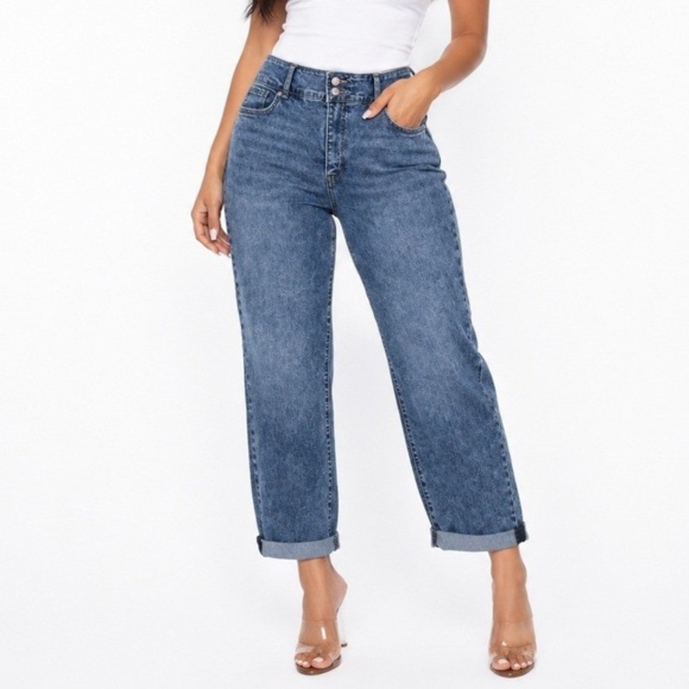 NYDJ Bailey Relaxed Straight Crop Rolled Jeans Secret Hol Blue 14 NWT